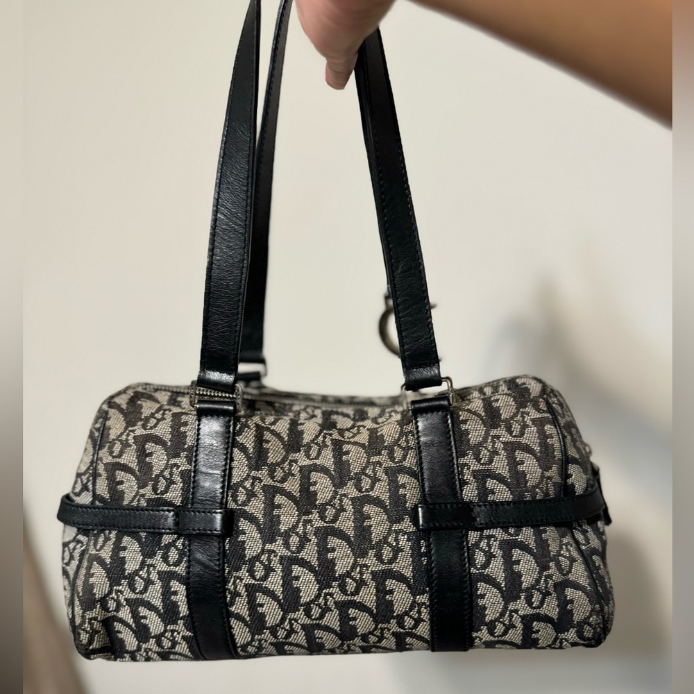 ❌SOLD❌ChristianDior Black LogoCharm Oblique Monogram Signature Trotter BostonBag - Picture 2 of 10